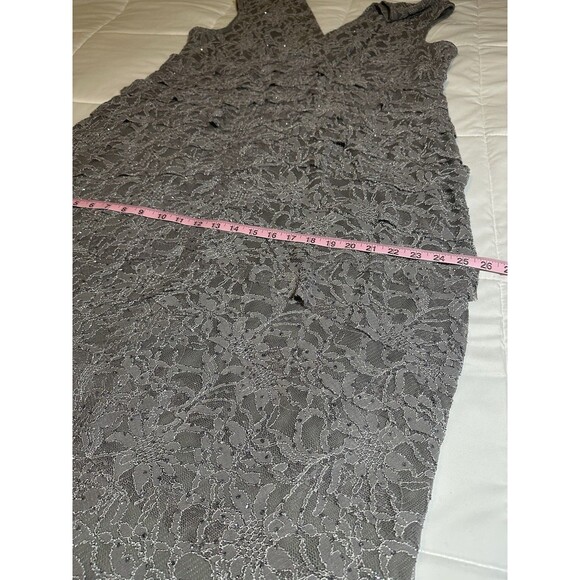 Jessica Howard Mother of Bride Long Gown Size 16W Gray Scallops Lace Rhinestone - Picture 7 of 16